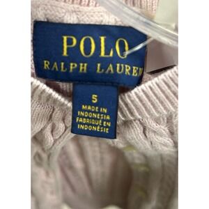 Polo Ralph Lauren Pink Girls Sweater Cable Knit Cotton Cream Cardigan Size 5